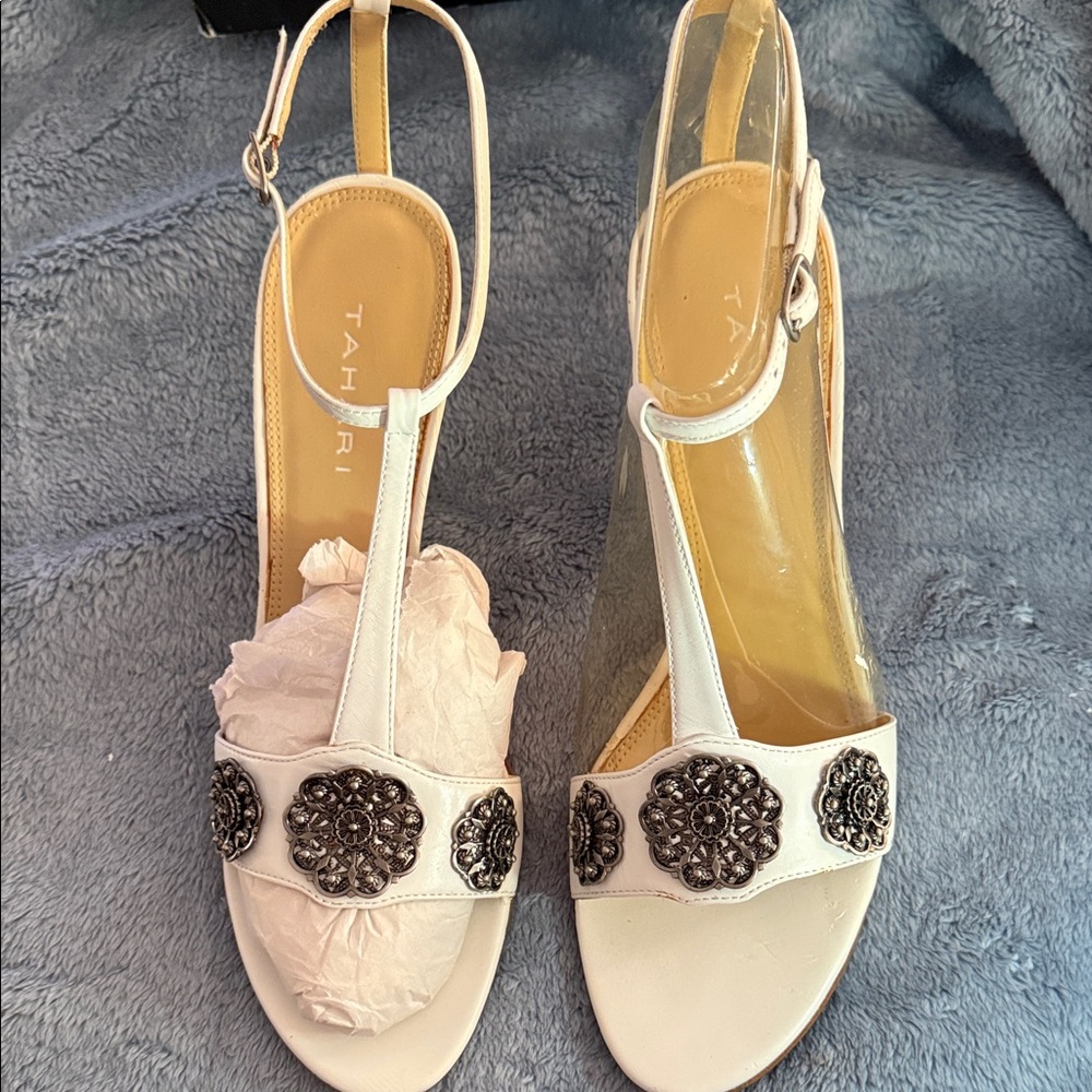Tahari White Women's Sandals with Embellishments